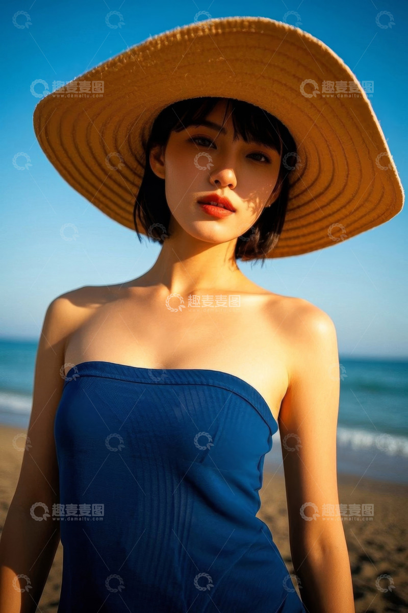 高清大图下载【趣麦麦图】沙滩美女写真阳光明媚