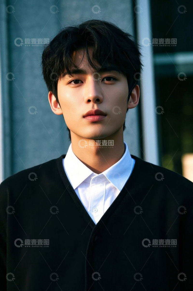 高清大图下载【趣麦麦图】阳光下俊朗青年男子肖像