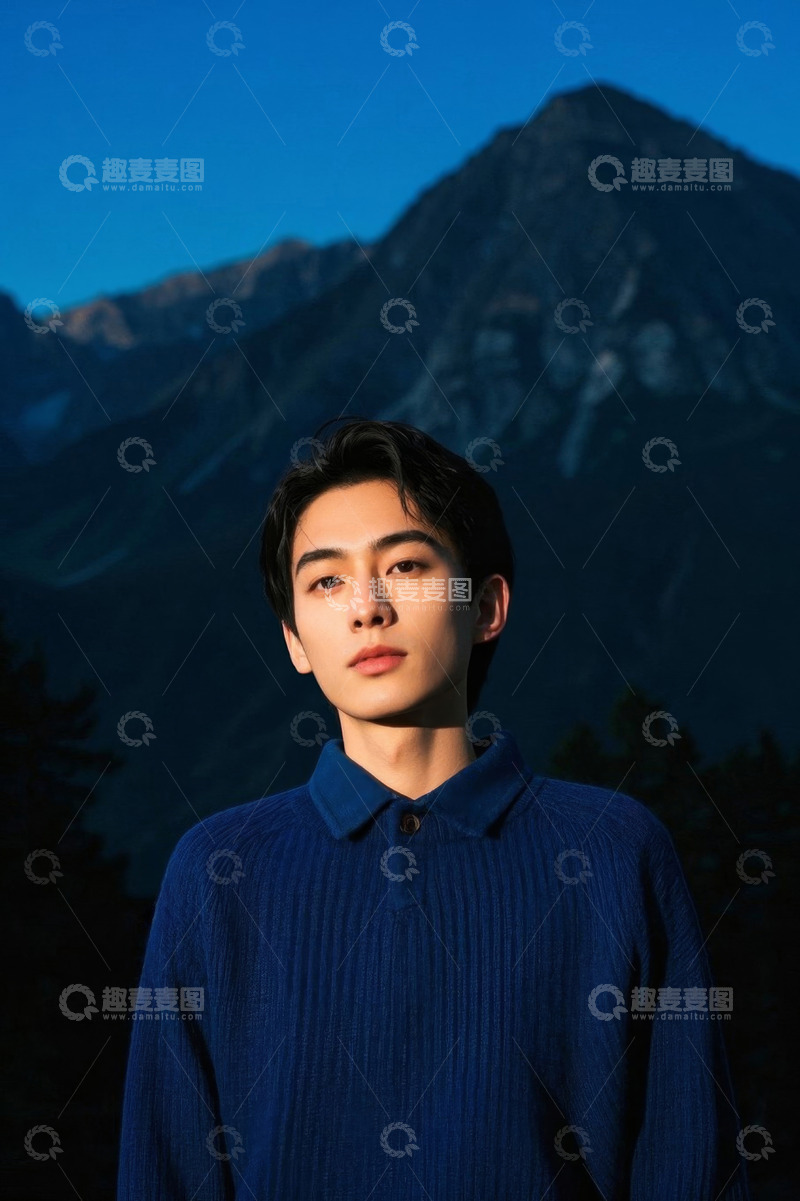 高清大图下载【趣麦麦图】青年男子山峦背景写真