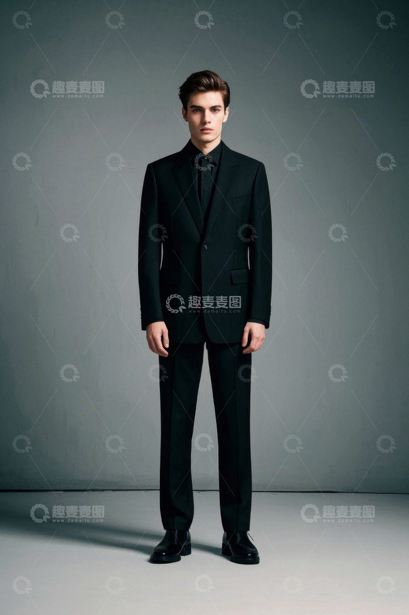 高清大图下载【趣麦麦图】穿着黑色西装的年轻男子