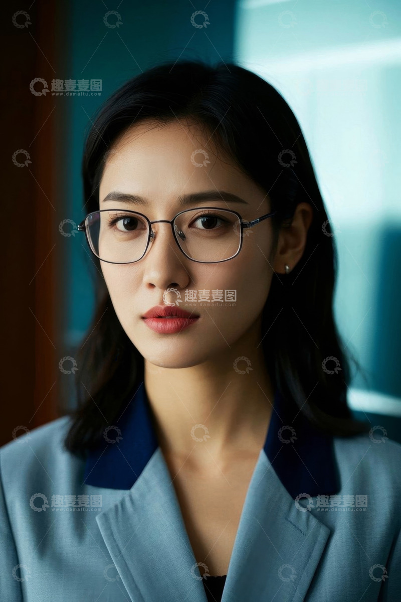 高清大图下载【趣麦麦图】时尚眼镜女青年职场写真