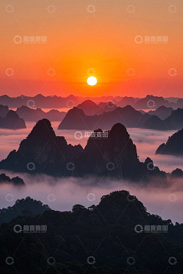 山间日出云海自然风光