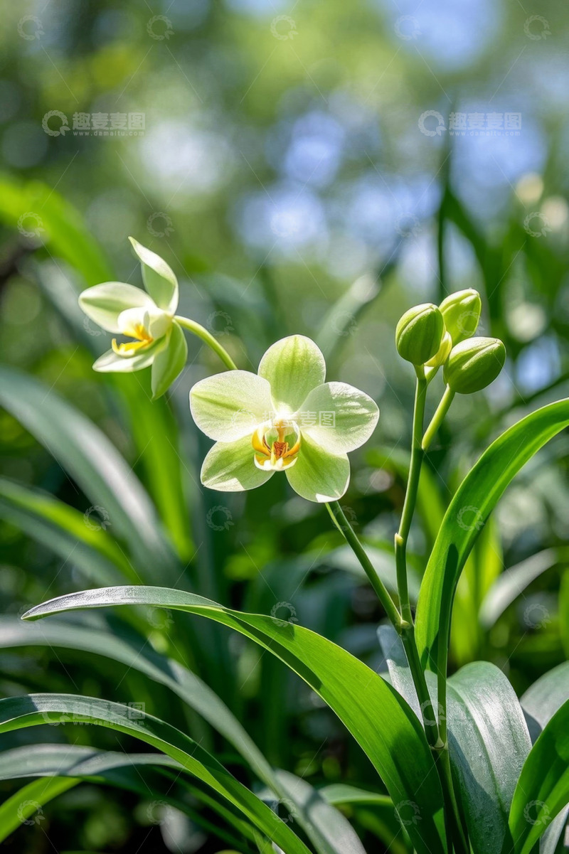 高清大图下载【趣麦麦图】绿色兰花特写
