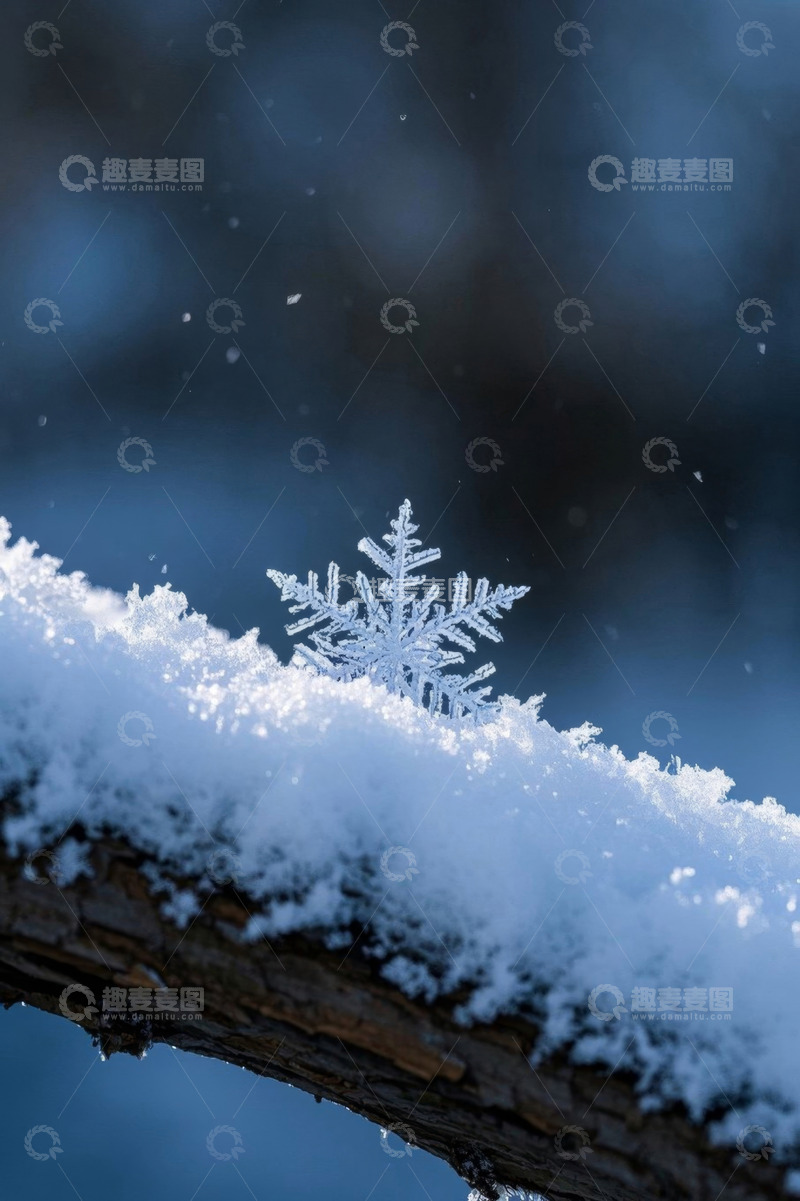 高清大图下载【趣麦麦图】树枝上的雪花特写