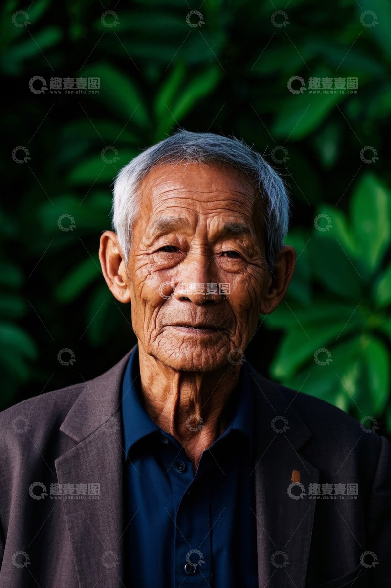 高清大图下载【趣麦麦图】一位慈祥的老年男子肖像照