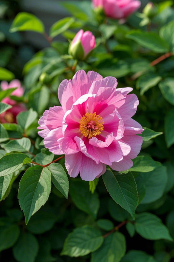 盛开的粉色牡丹花特写