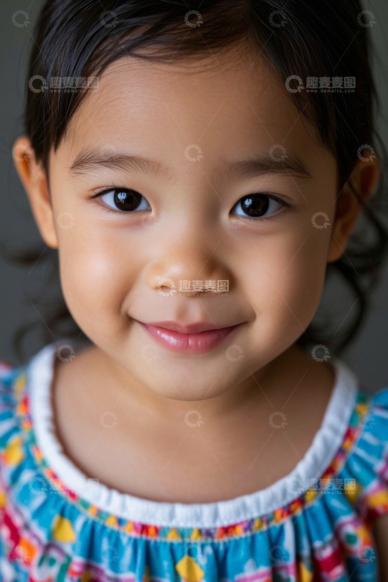 高清大图下载【趣麦麦图】可爱小女孩甜美笑容特写