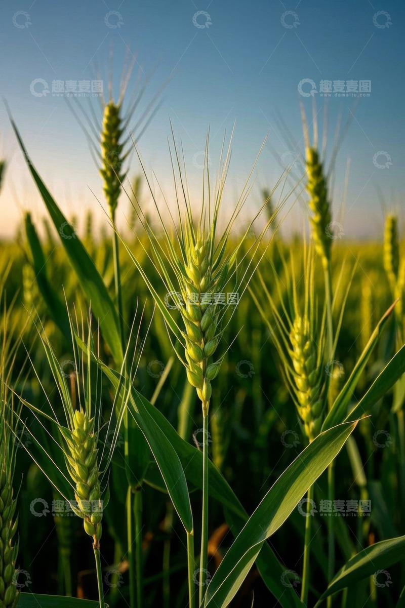 高清大图下载【趣麦麦图】麦田里的绿色小麦特写