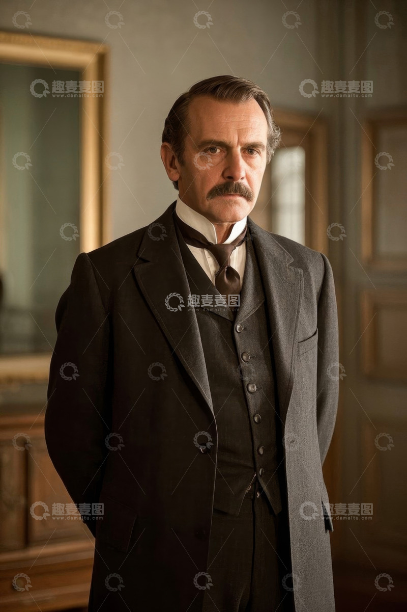 高清大图下载【趣麦麦图】身着复古西装的绅士肖像