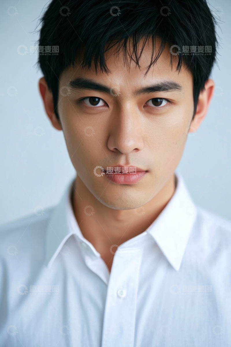高清大图下载【趣麦麦图】亚洲年轻男子肖像特写