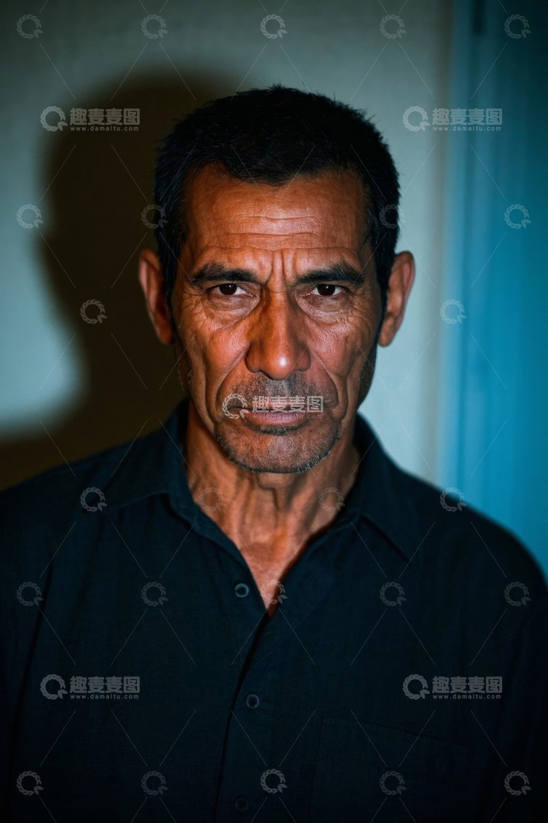 高清大图下载【趣麦麦图】一位饱经沧桑的老年男子肖像