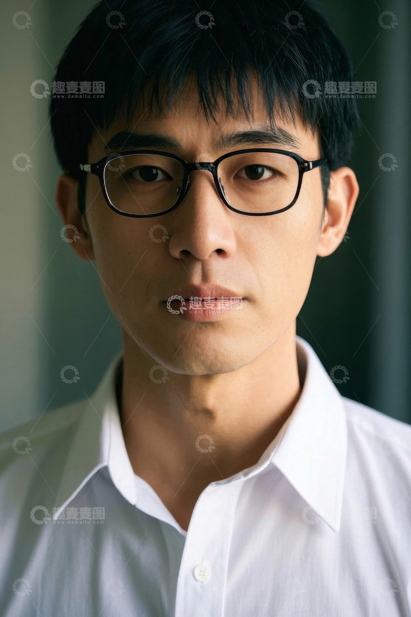 高清大图下载【趣麦麦图】戴眼镜的年轻男子肖像照