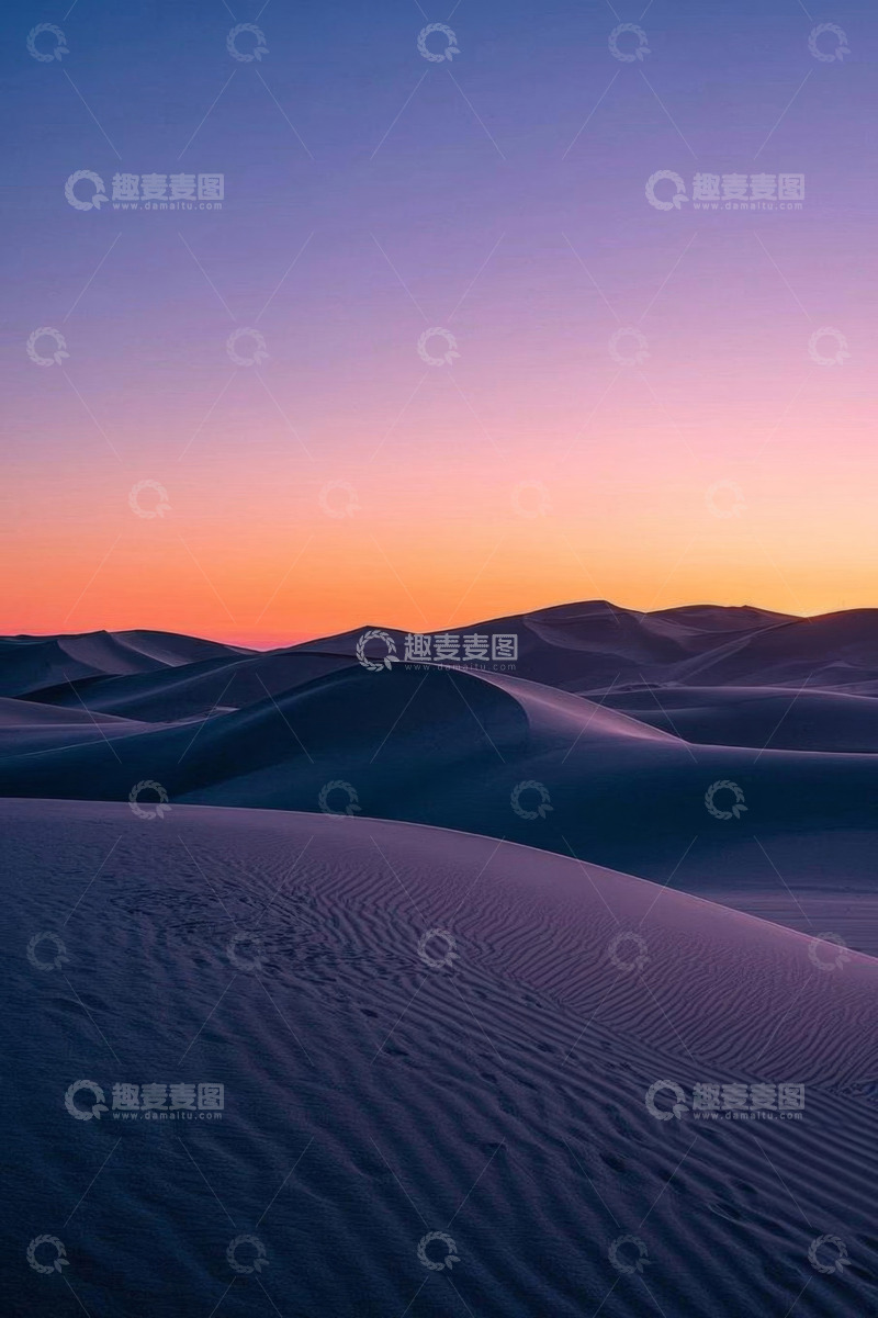 高清大图下载【趣麦麦图】沙漠黄昏沙丘自然风光
