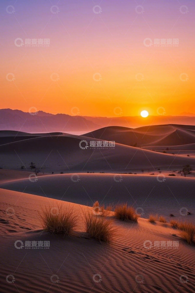高清大图下载【趣麦麦图】沙漠日出自然风光