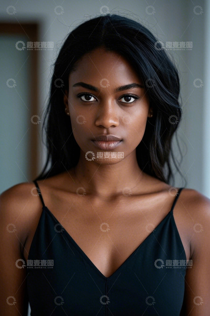 高清大图下载【趣麦麦图】年轻女子黑色吊带衫写真