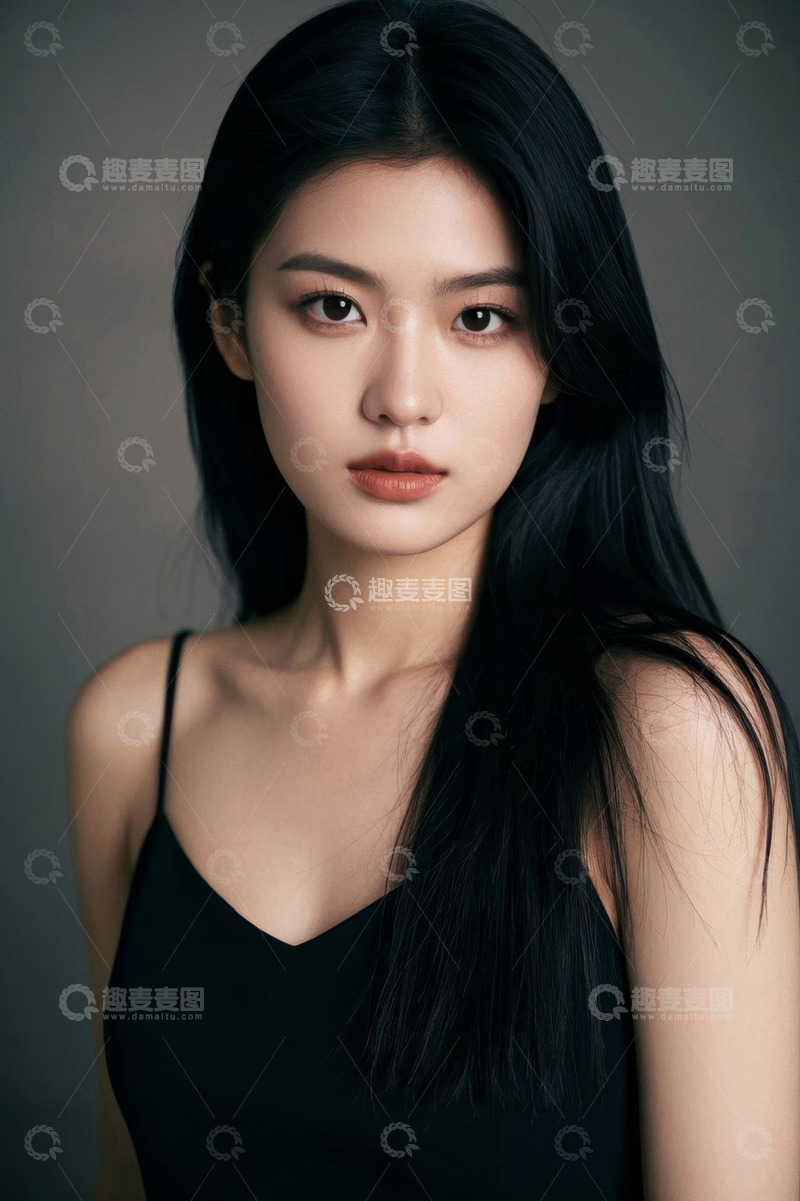 高清大图下载【趣麦麦图】美女黑色吊带衫写真