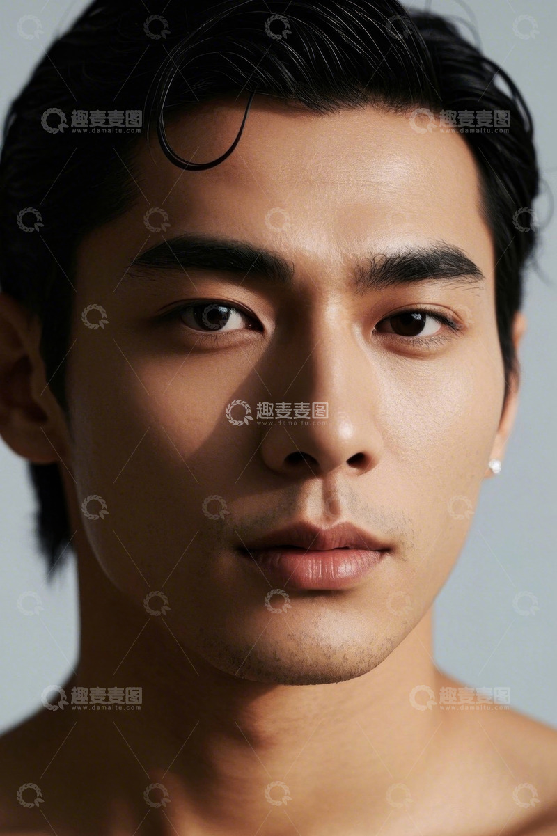 高清大图下载【趣麦麦图】亚洲年轻男子肖像特写