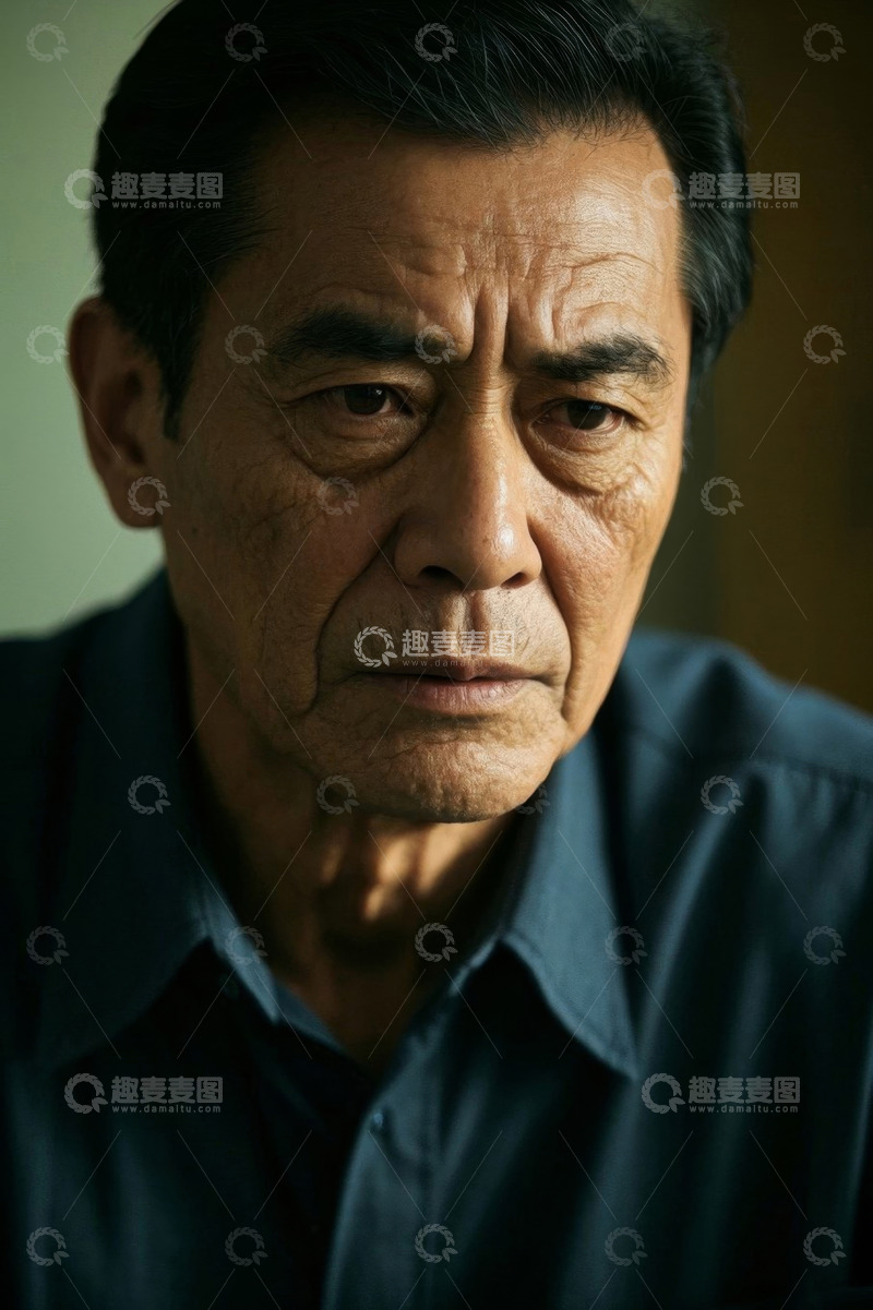 高清大图下载【趣麦麦图】忧郁眼神的老年男子肖像