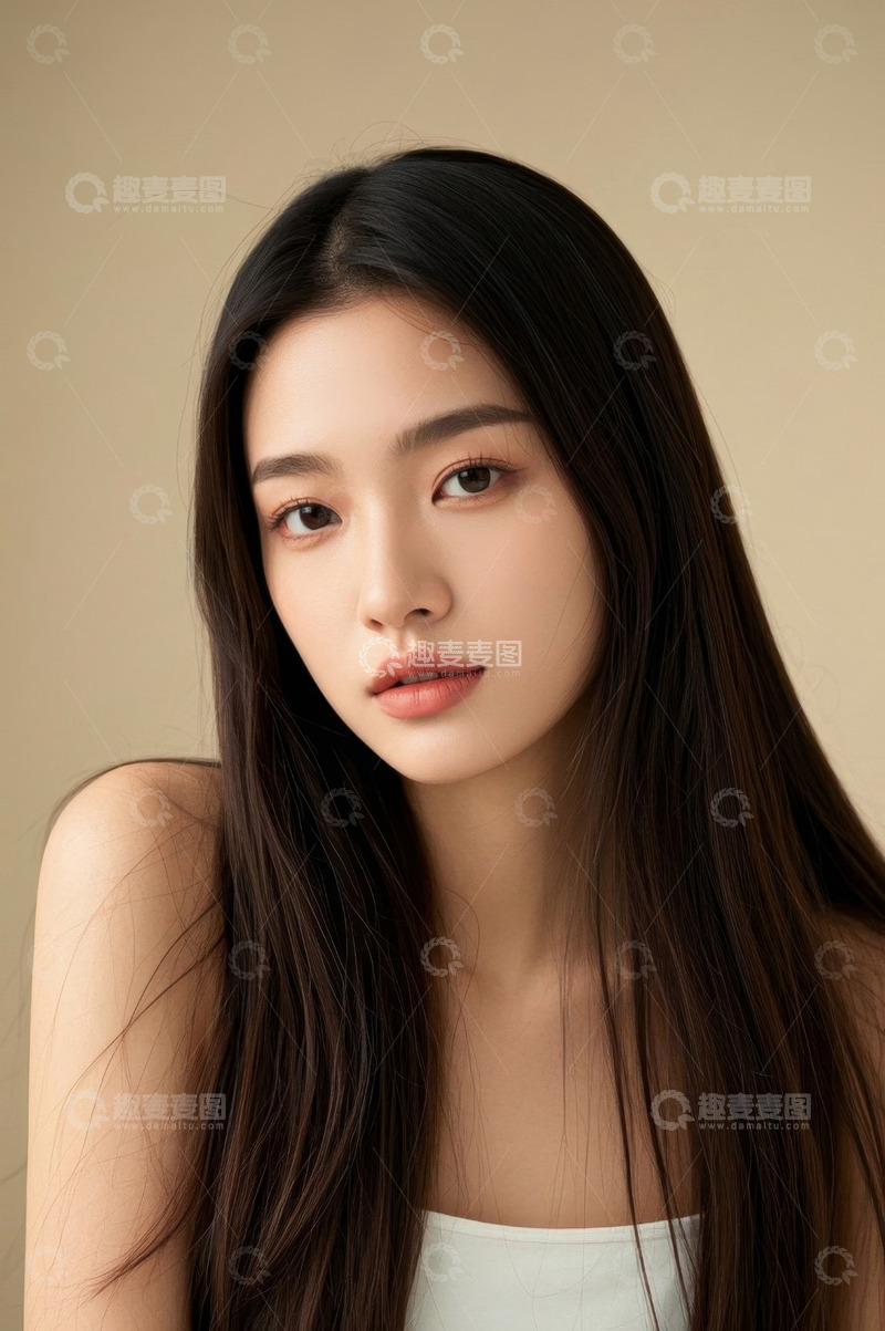 高清大图下载【趣麦麦图】美丽年轻女子侧脸肖像写真