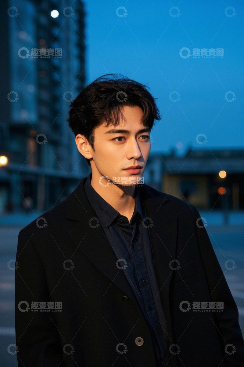 高清大图下载【趣麦麦图】时尚青年男子夜景写真