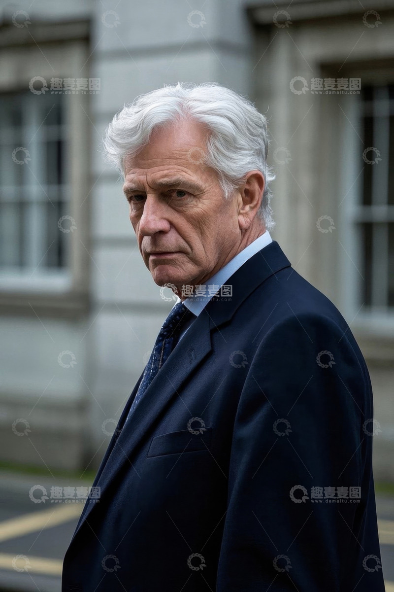 高清大图下载【趣麦麦图】西装革履老年男子户外肖像