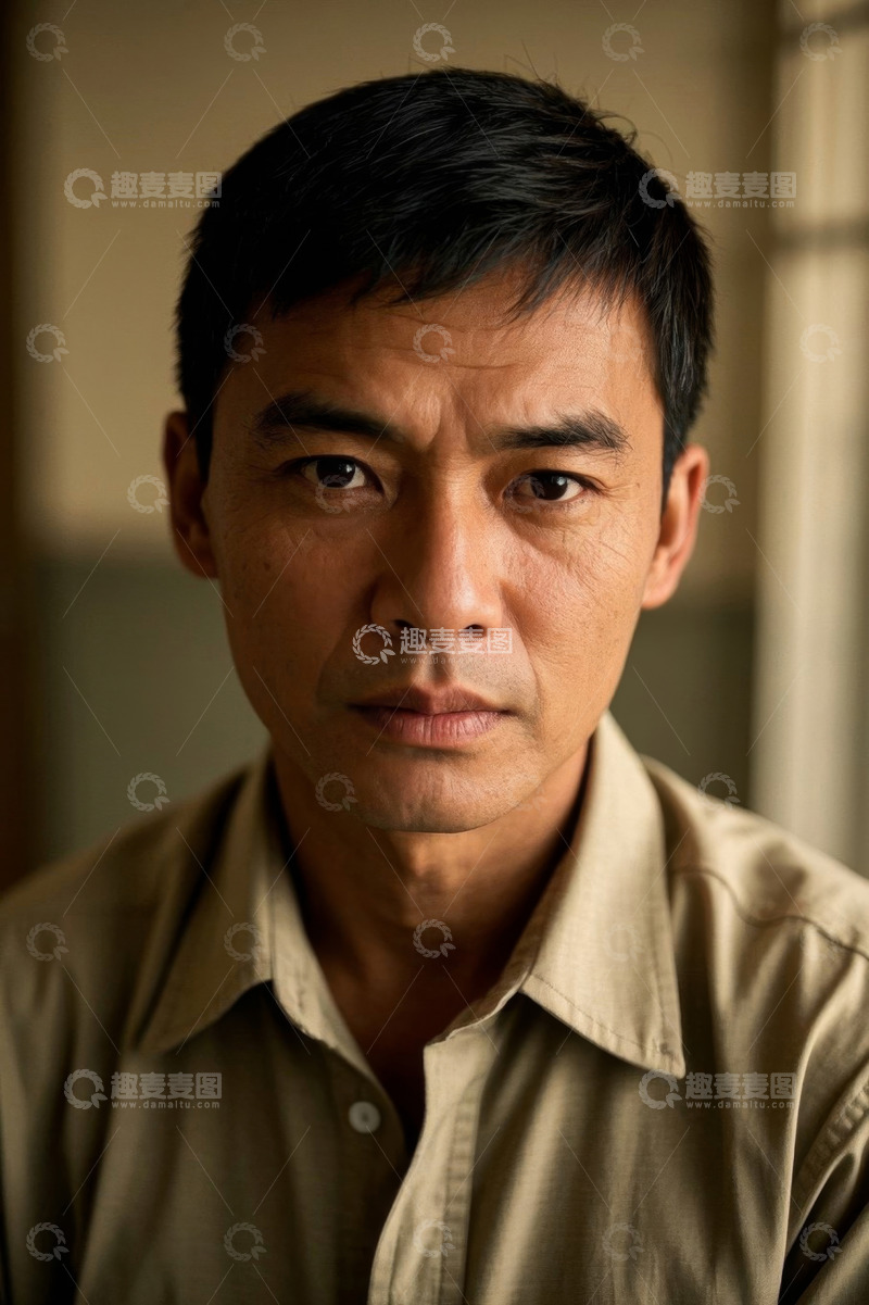 高清大图下载【趣麦麦图】忧郁中年男子肖像特写