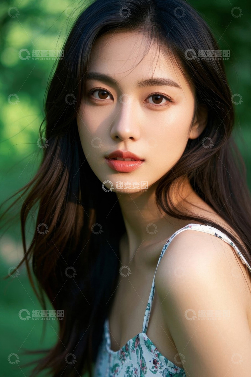 高清大图下载【趣麦麦图】美女户外写真长发飘飘