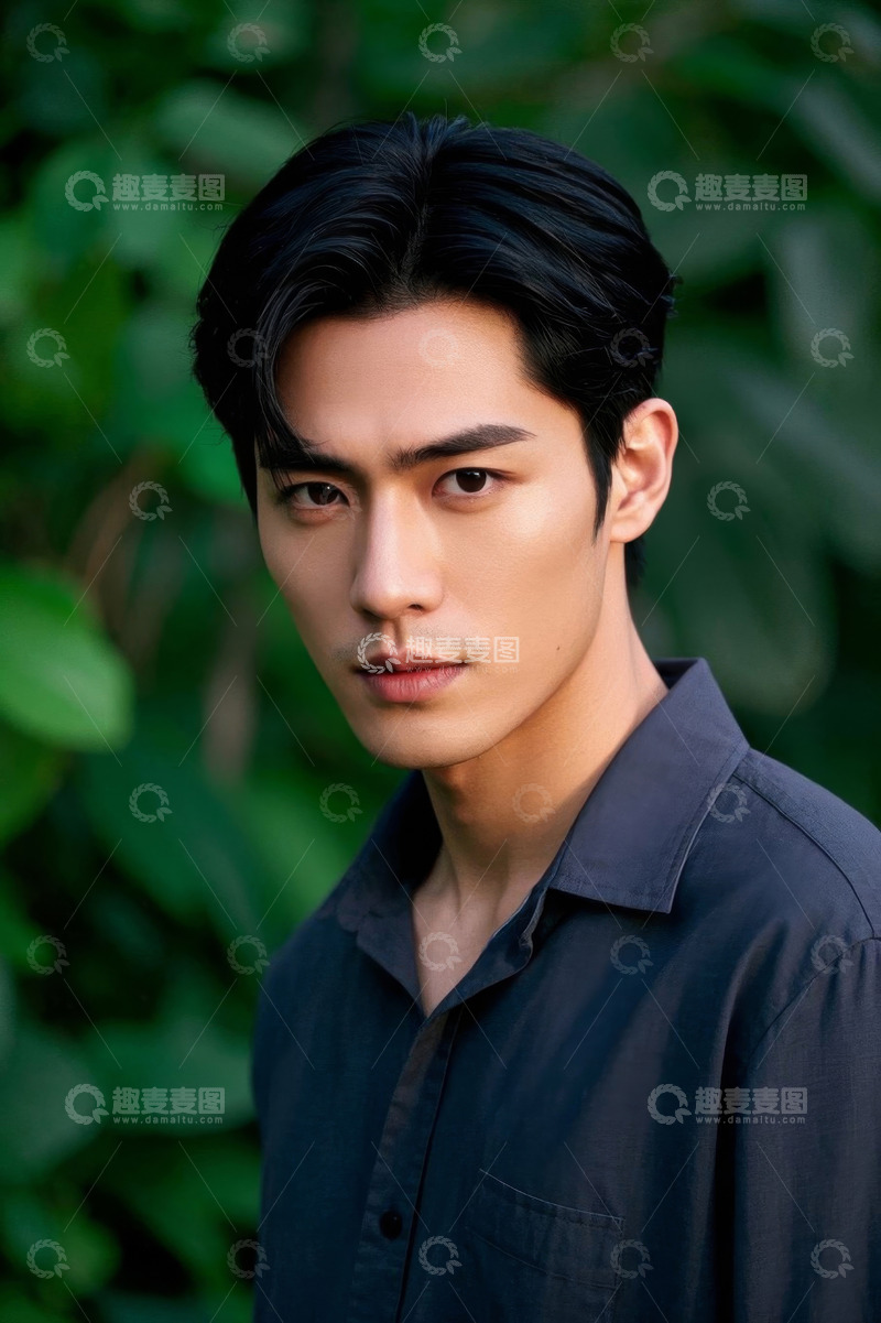 高清大图下载【趣麦麦图】阳光下英俊的年轻男子肖像