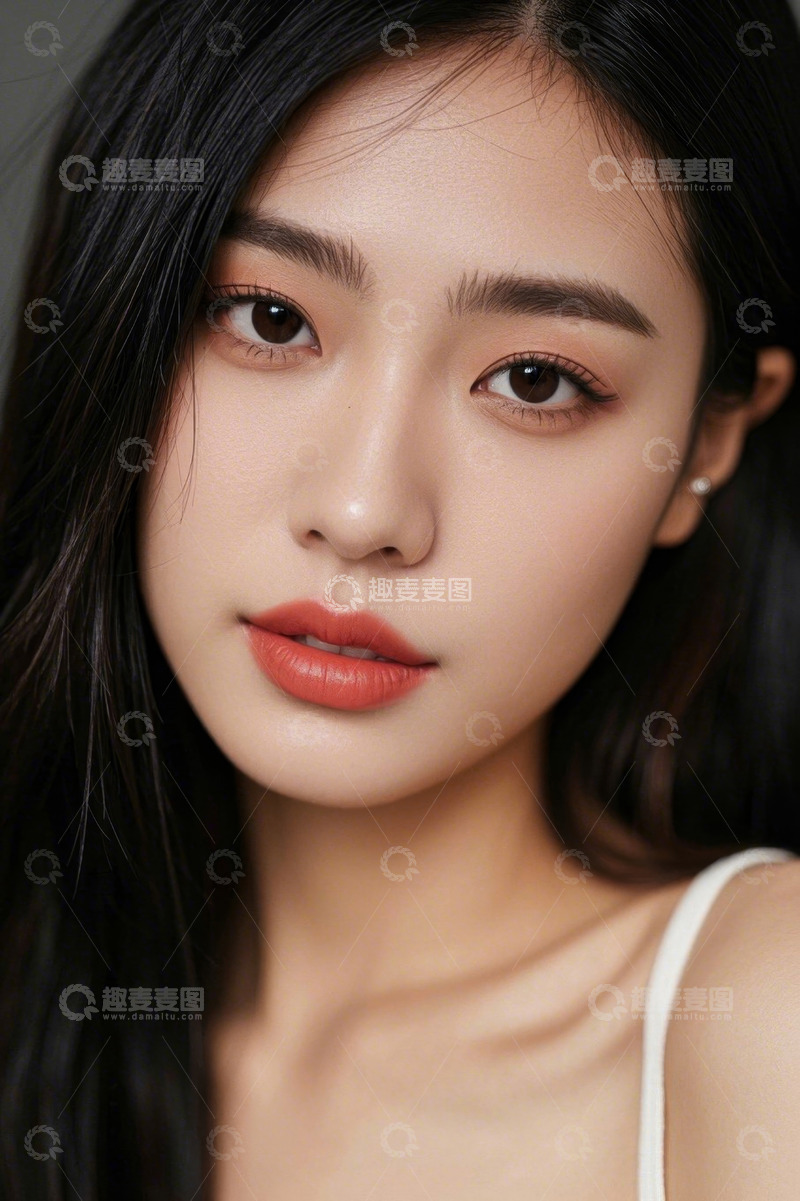 高清大图下载【趣麦麦图】精致妆容亚洲女性特写