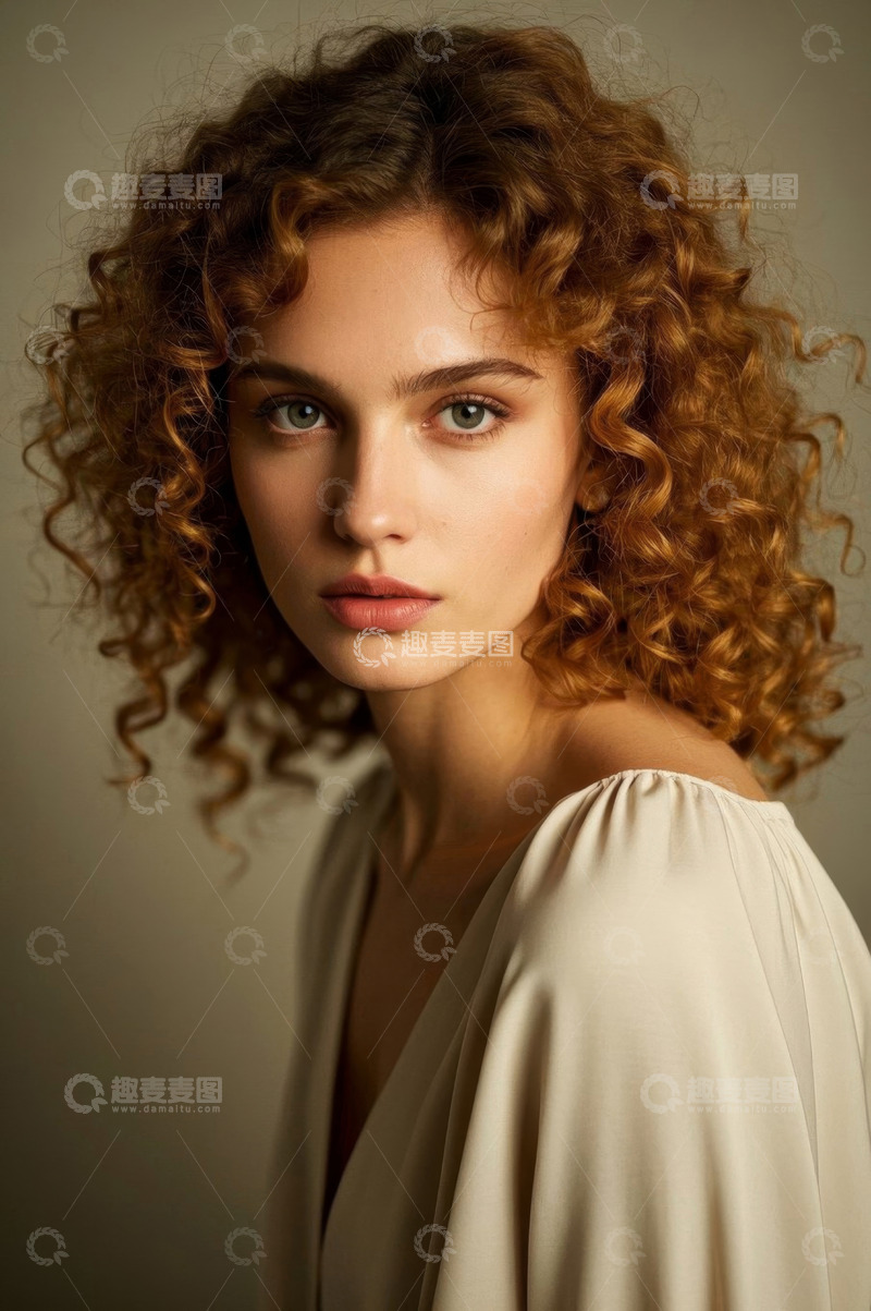 高清大图下载【趣麦麦图】红发女子肖像照优雅迷人