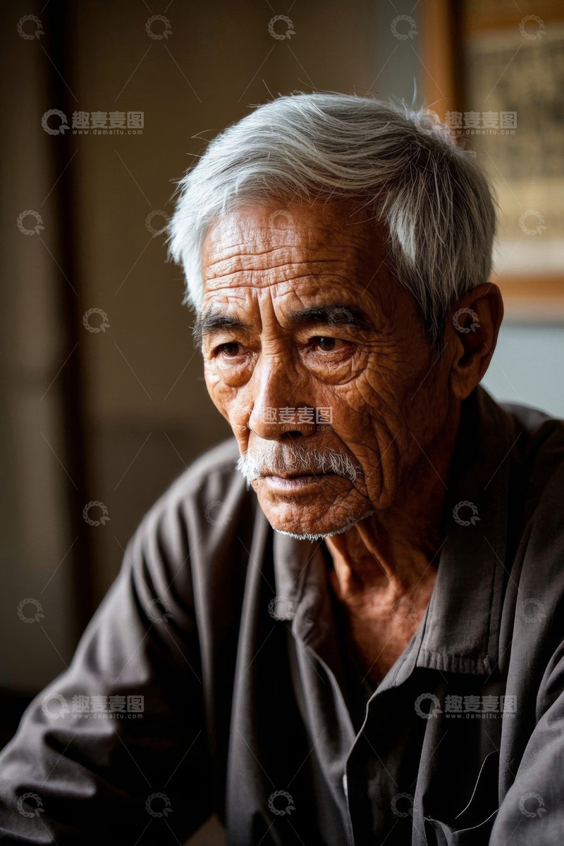 高清大图下载【趣麦麦图】一位饱经沧桑的老人肖像