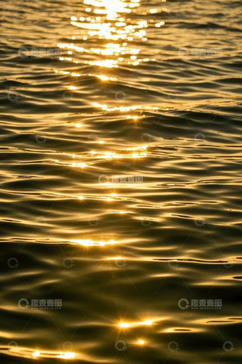 高清大图下载【趣麦麦图】水面上的金色阳光反射景象
