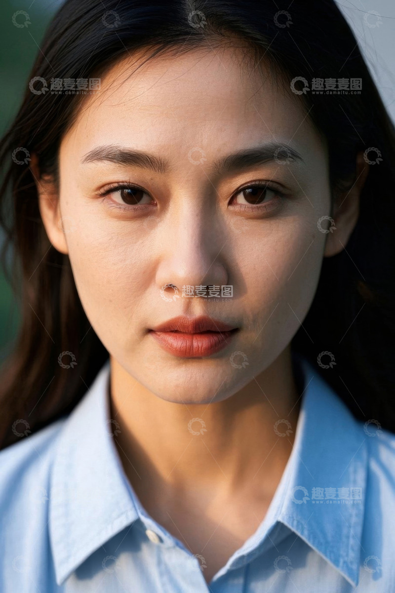 高清大图下载【趣麦麦图】阳光下年轻女性肖像特写