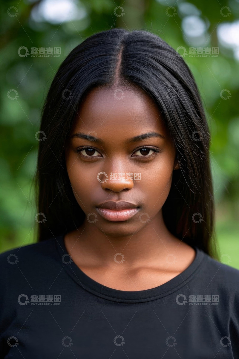 高清大图下载【趣麦麦图】美丽黑人女孩户外肖像