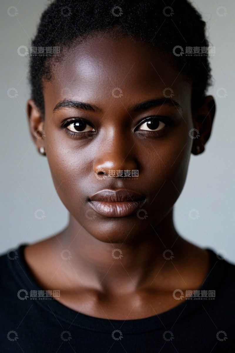 高清大图下载【趣麦麦图】年轻黑人女性肖像特写正面照