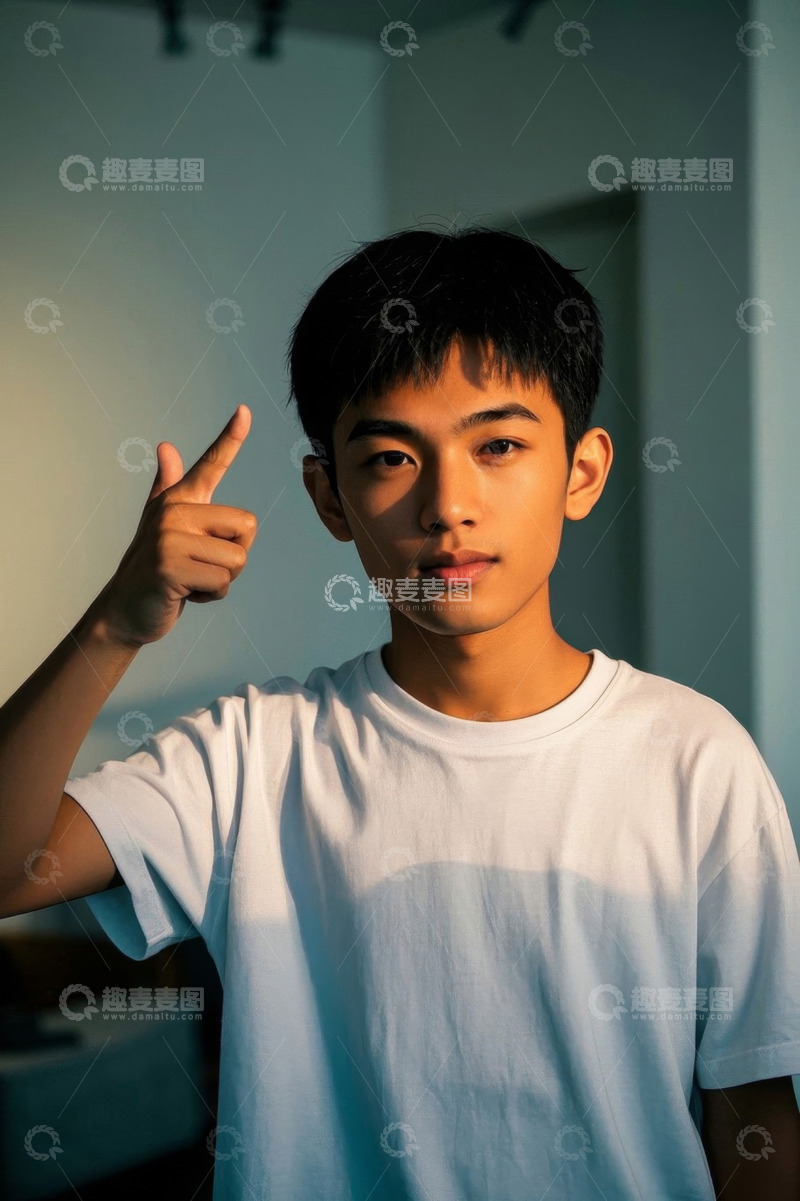 高清大图下载【趣麦麦图】阳光下少年自信微笑