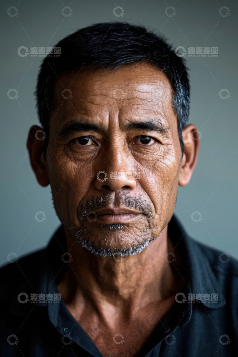 高清大图下载【趣麦麦图】一位亚洲老年男子的肖像