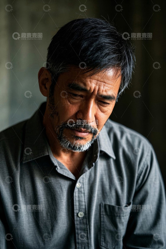 忧郁眼神的老年男子肖像