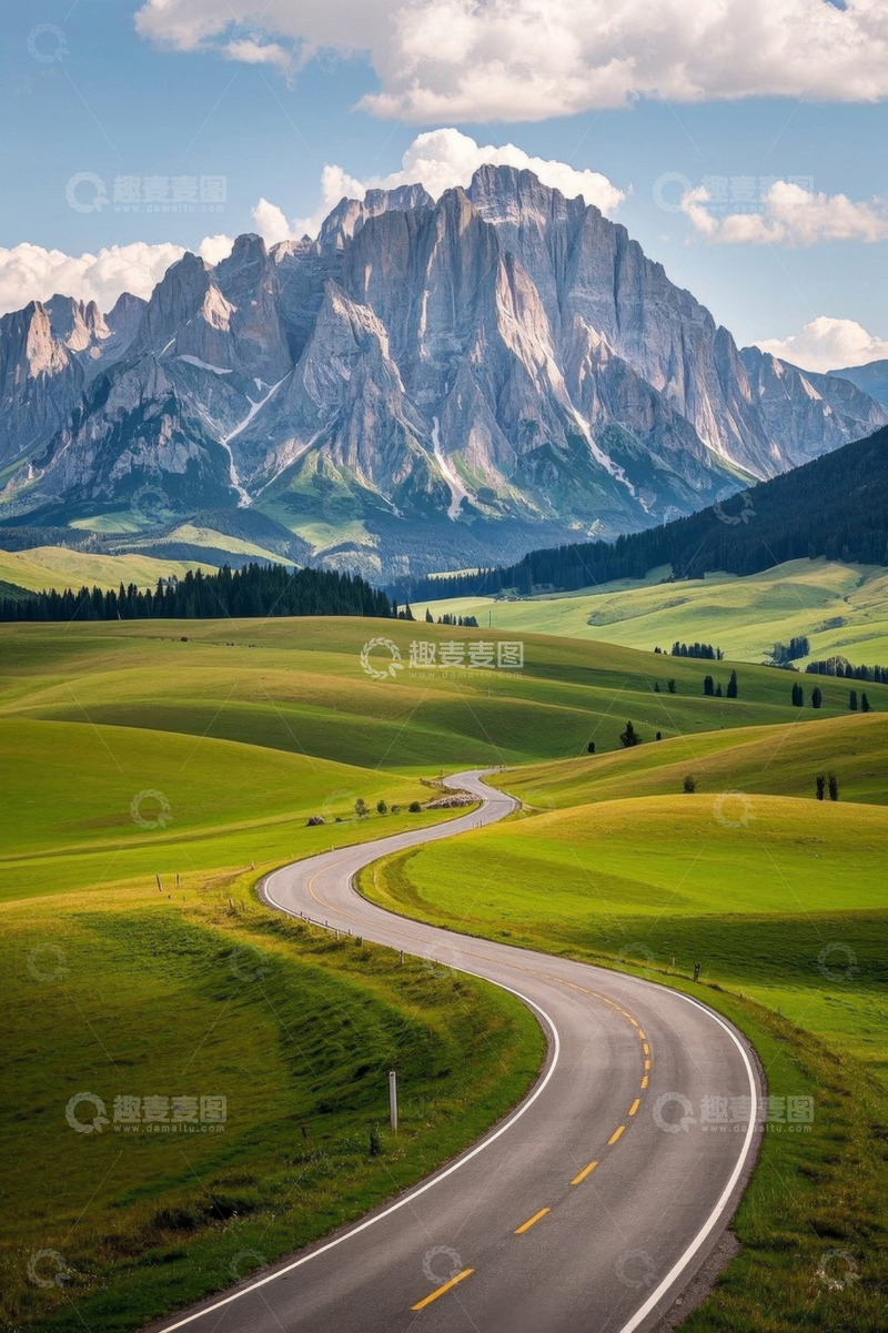 高清大图下载【趣麦麦图】山间蜿蜒公路自然风光