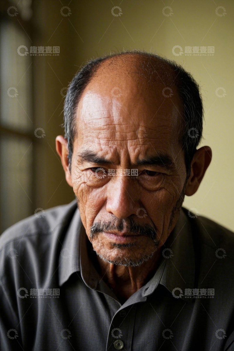 高清大图下载【趣麦麦图】饱经风霜的老年男子肖像