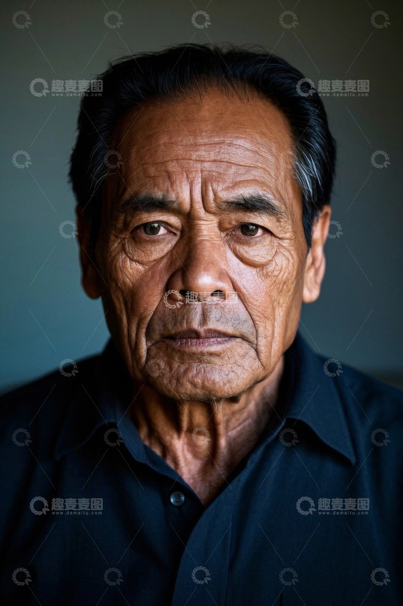 高清大图下载【趣麦麦图】一位饱经沧桑的老人肖像