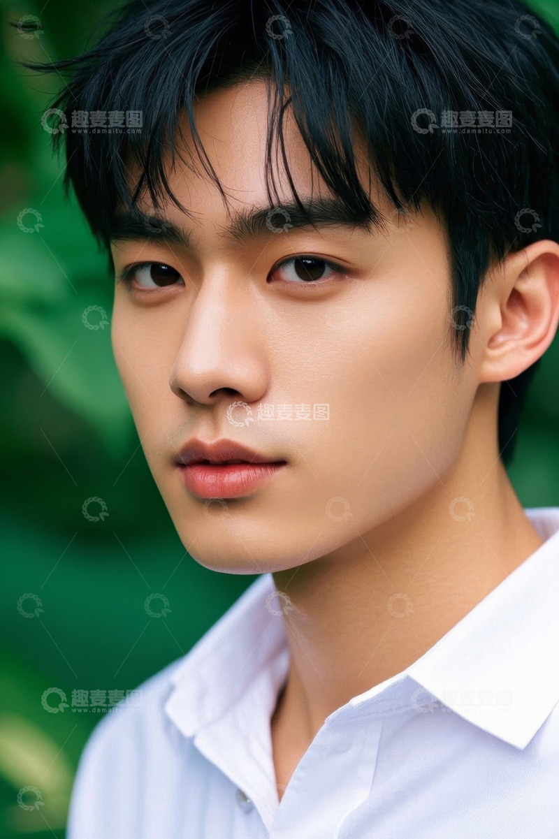 高清大图下载【趣麦麦图】阳光下清秀帅气亚洲青年男子