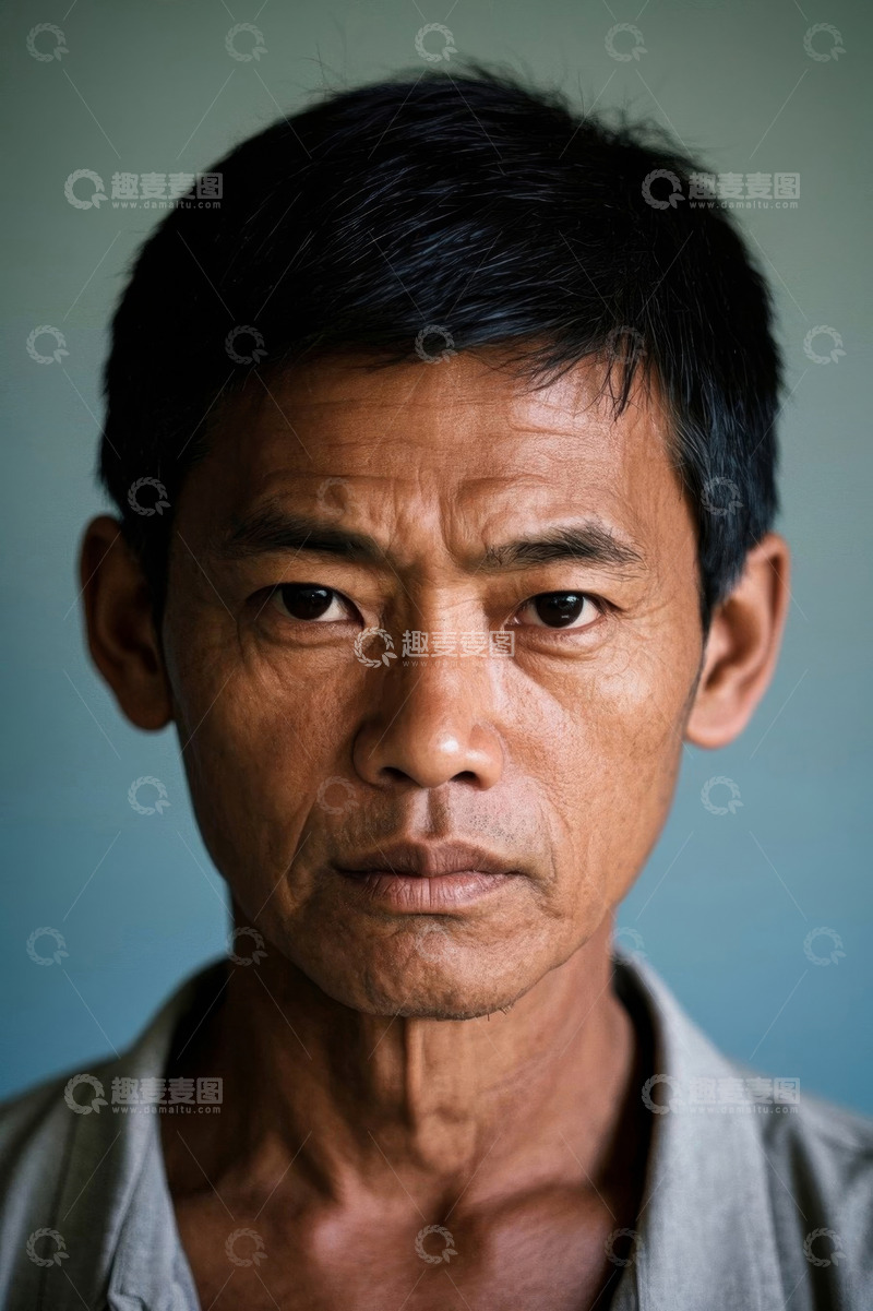 高清大图下载【趣麦麦图】亚洲中年男子肖像特写