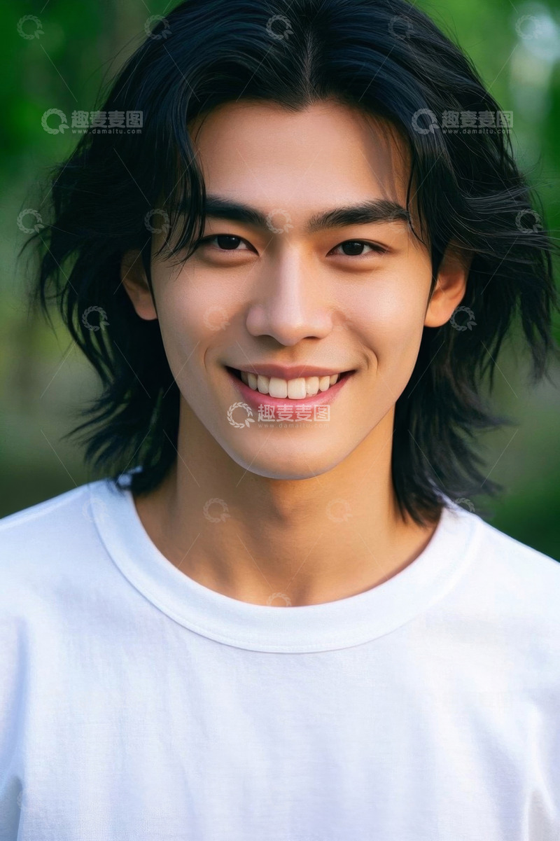 高清大图下载【趣麦麦图】阳光下笑容灿烂的年轻男子