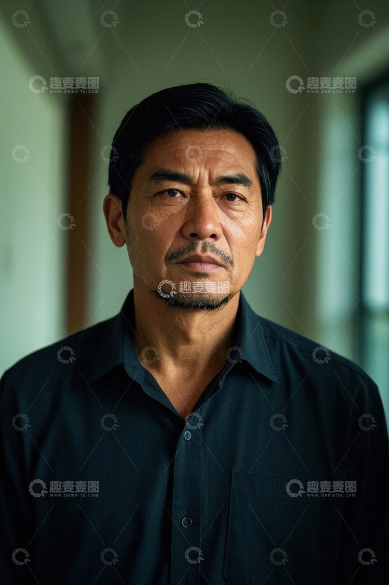 高清大图下载【趣麦麦图】中年男子肖像照，眼神坚定
