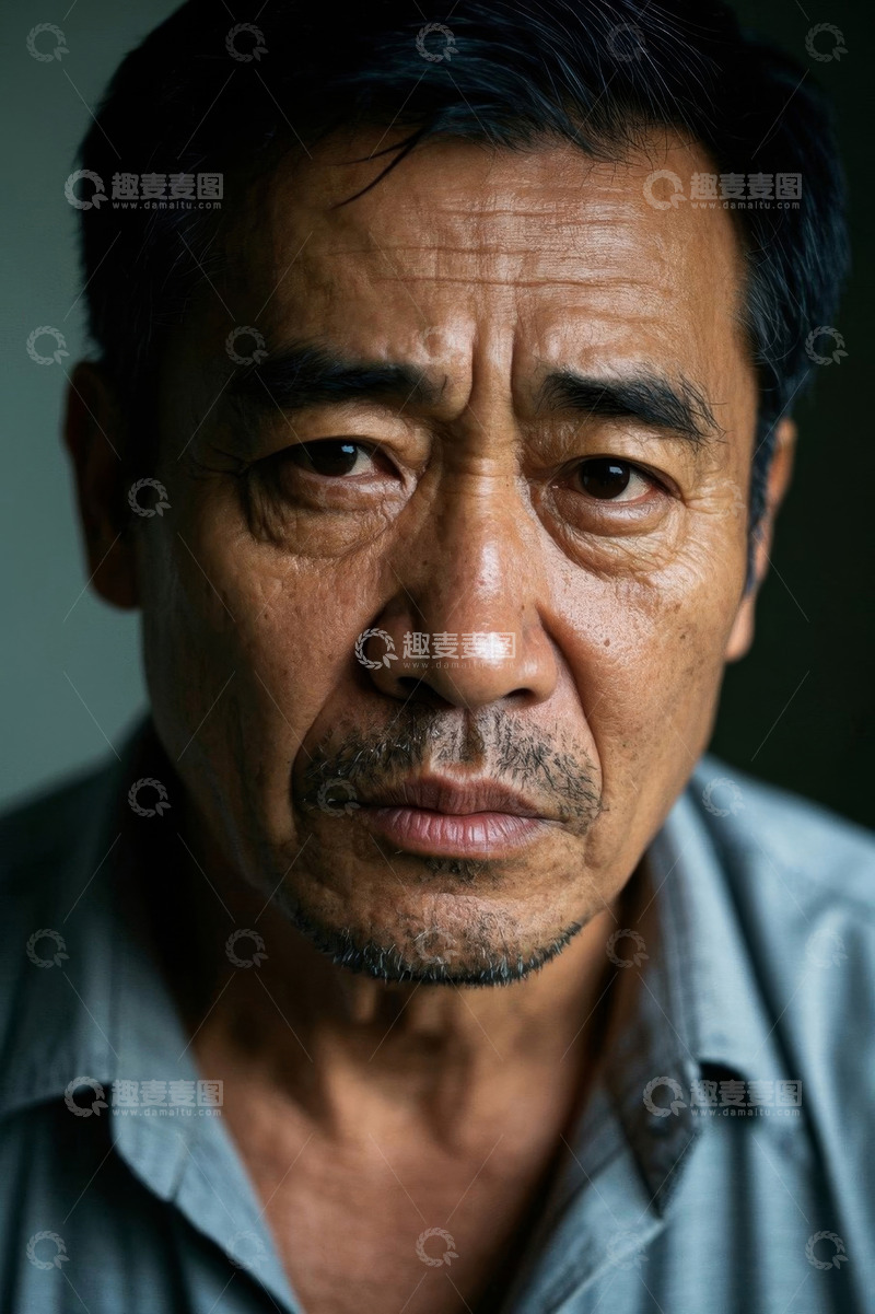 高清大图下载【趣麦麦图】忧郁眼神的中年男子肖像