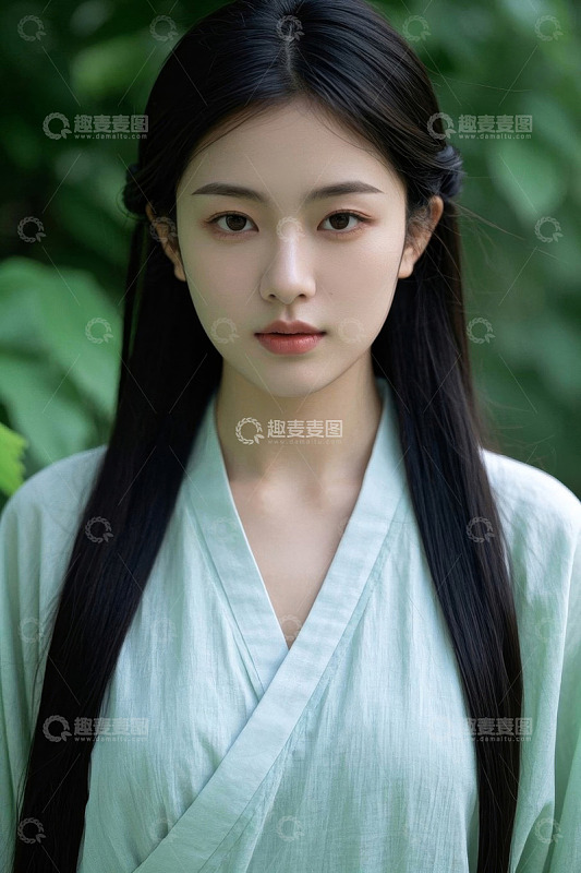 古装女子淡雅写真绿色衣衫