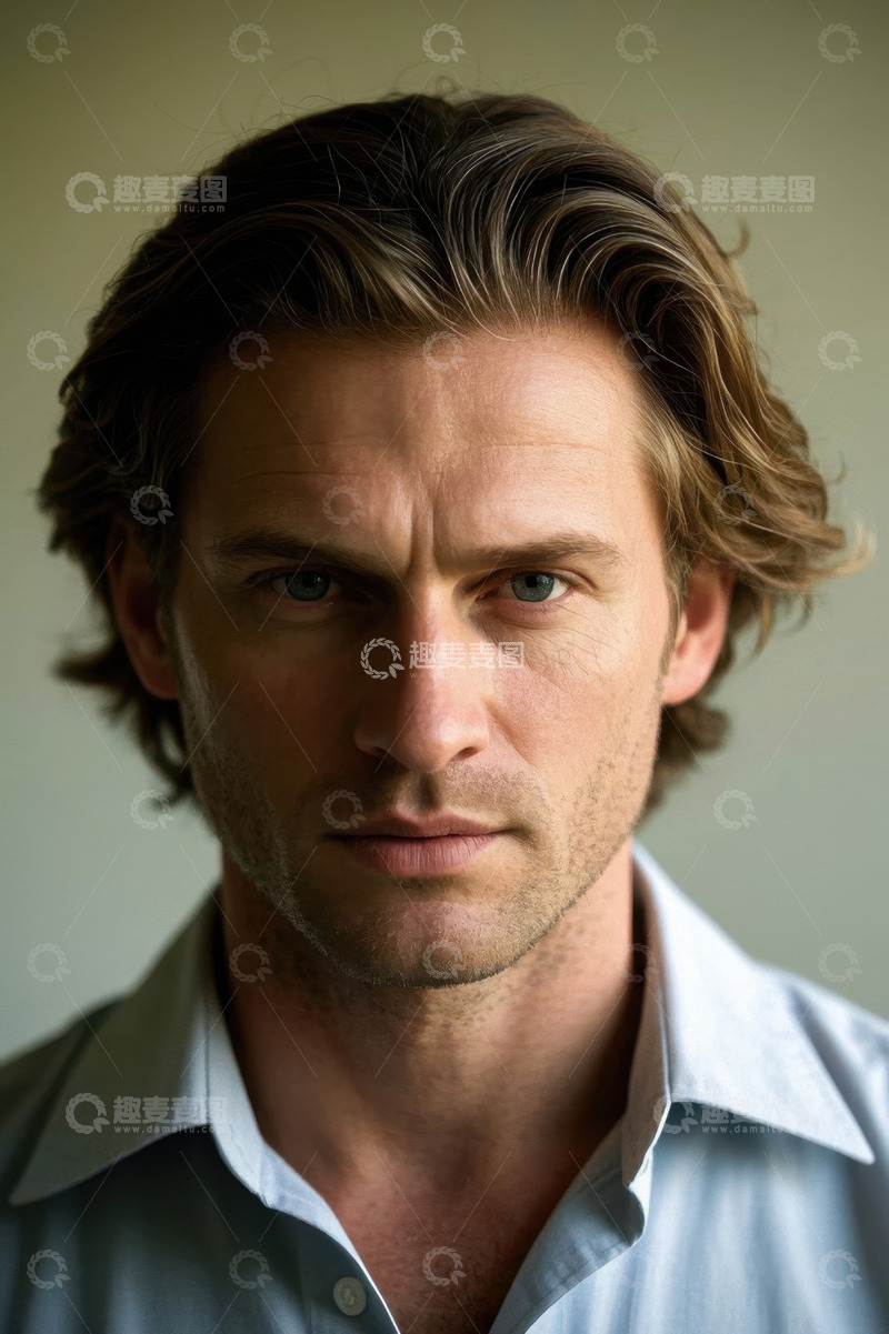 高清大图下载【趣麦麦图】忧郁眼神的年轻男子肖像