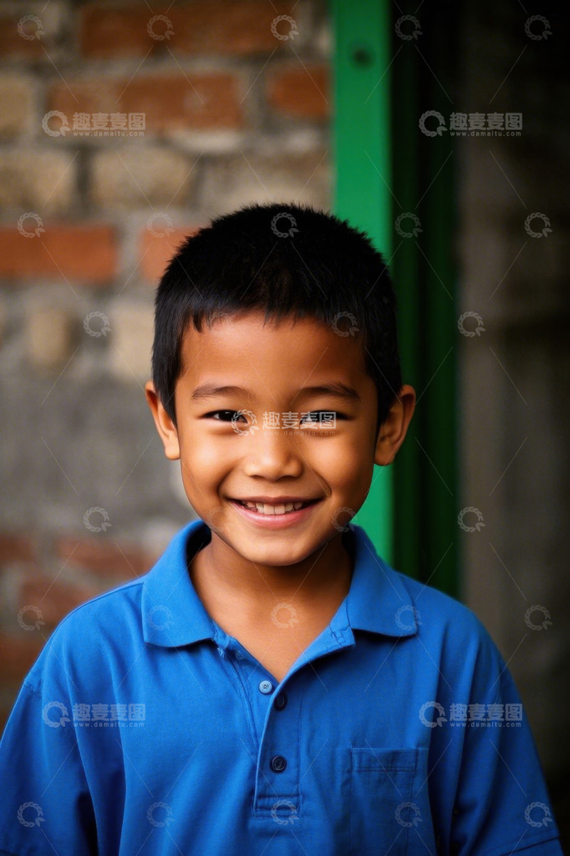 高清大图下载【趣麦麦图】快乐微笑的亚洲男孩肖像