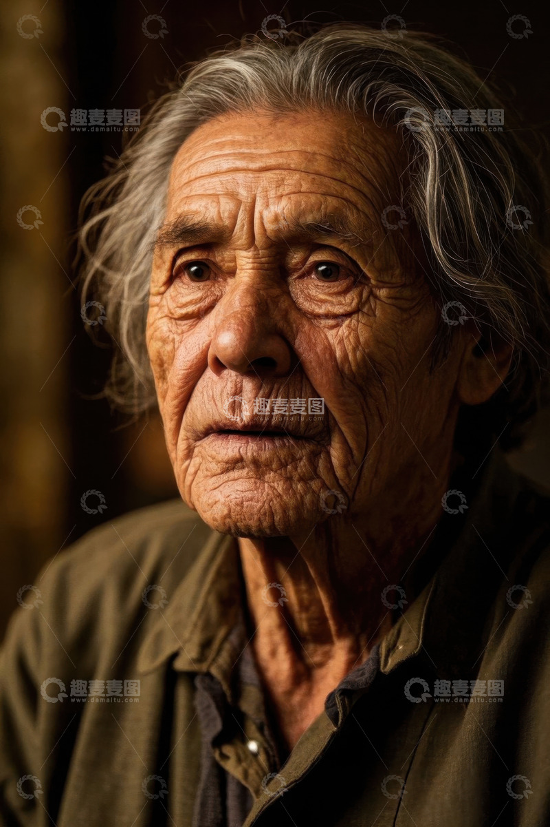 高清大图下载【趣麦麦图】饱经风霜的老年男子肖像